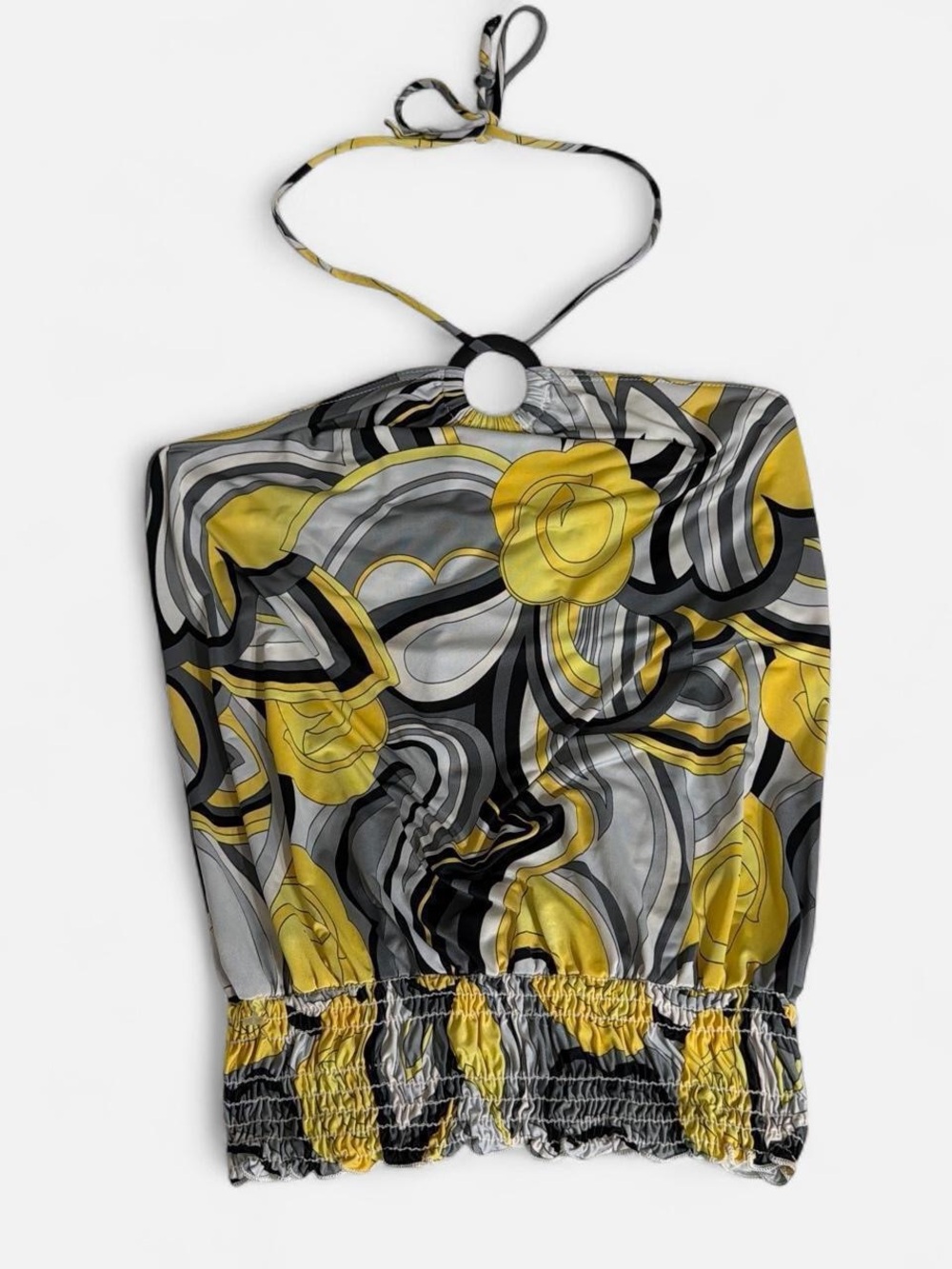 bloom Yellow, Gray & Black Floral Halter Camisole